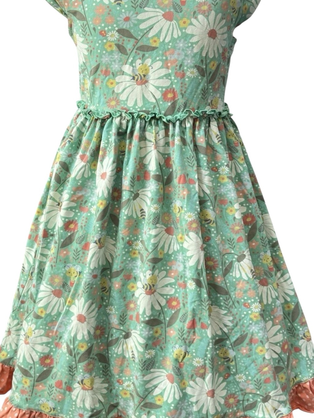 Matilda Jane Mint Floral Daisy Dress with Coral Accents